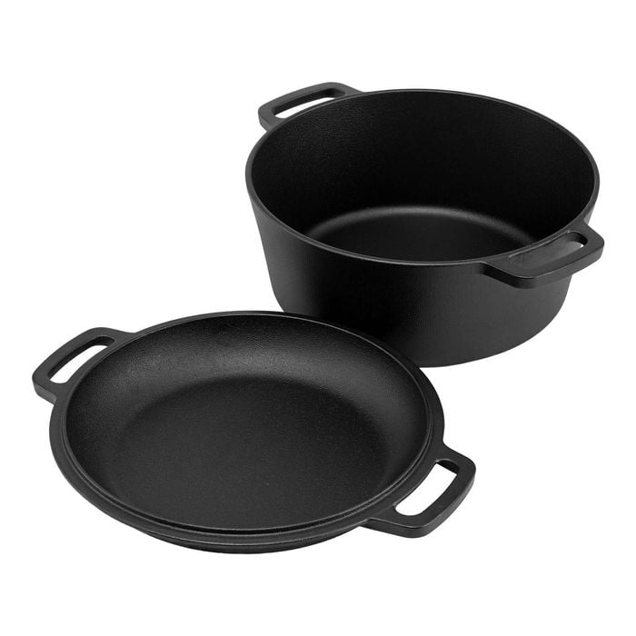 5-star Chef 5l 2-in-1 Pre-seasoned Cast Iron Dutch Oven Pot With Lid And Dual Handles