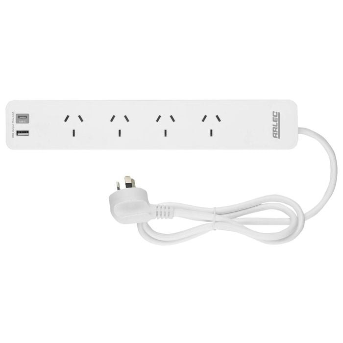 Arlec 4 Outlet Powerboard With USB Chargers