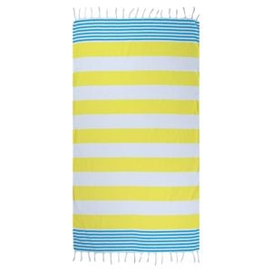 Yellow and Blue Thin Turkish Beach Towel - 100cm x 160cm
