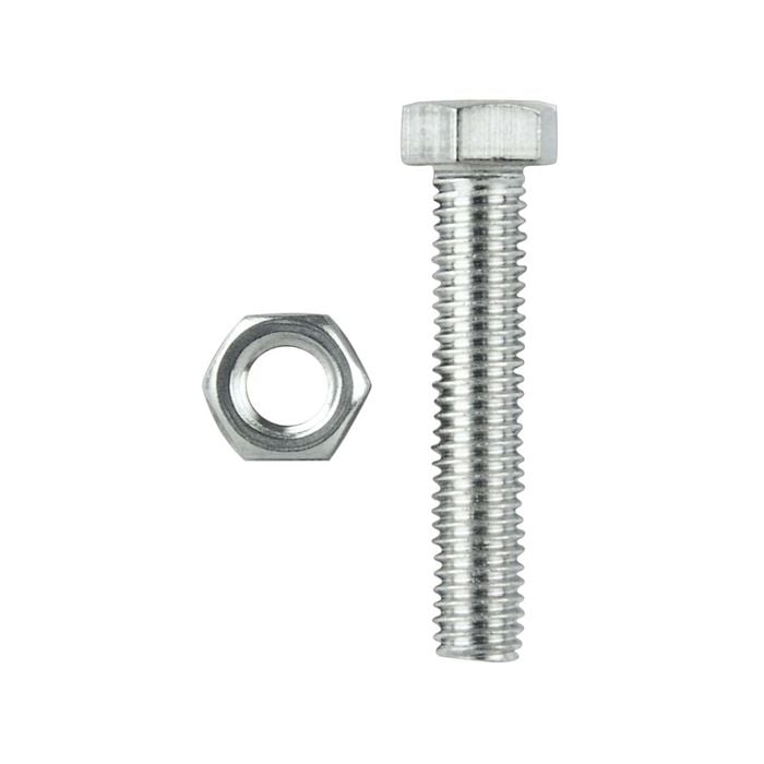 Pinnacle M6 x 40mm Zinc Plated Hex Head Bolts And Nuts - 6 Pack
