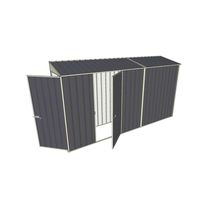 Build-a-Shed 0.8 x 3.7 x 2m Skillion Single Hinged Door Shed with Single Hinged Side Door - Grey