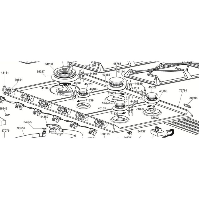 Gas Stove Cooktop Burner Assemblies - Complete To Suit CIR597X5, suits Smeg