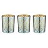 3pk Estelle 95ml/6.5cm Glass Metallic Tealight Candle Holder - Aqua