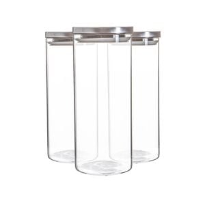 Argon Tableware Glass Storage Jars with Metal Lids - 1.5 Litre - Pack of 3