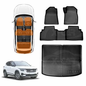 3D All Weather Boot Liner Floor Mat Combo for Kia Seltos 2022-Onwards Heavy Duty Trunk Cover