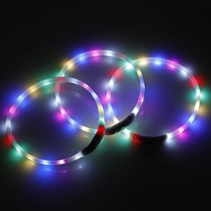 2 X Yes4pets Small 40cm Led Safety Pet Dog Collar Dog Usb Rechargeable Glow Flashing Light