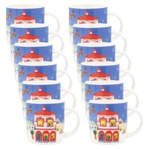 12PK Porto Night Before Christmas New Bone China Drinking Mug 330ml Santa Sleigh