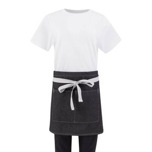 Southside Waist Apron Denim Black With Grey Ties Hospitality Uniform Kitchen