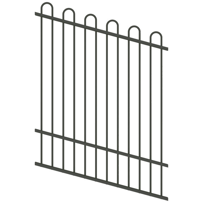 ProtectorAl 0350-1200W x 1500H Woodland Grey Loop Top Pool Fence Panel Raked Up to 15º
