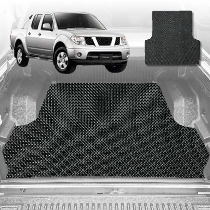 6D Diamond Ute Tub Mat for Nissan Navara Dual Cab (D40 ST/STX) 2005-2014 (with factory plastic tub liner)-Black-Outback GT