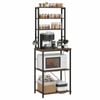 Advwin Kitchen Bakers Rack 5 Tier Coffee Stand with Storage Drawer Power Outlet Rustic Brown