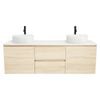 CIBO 1500mm Nordic Coast Veneer Wall Hung Double Bathroom Vanity With White Countertop Basins - Coast
