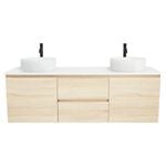 CIBO 1500mm Coast Veneer Nordic Wall Hung Double Bathroom Vanity With White Countertop Basins
