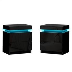 ALFORDSON 2x LED Bedside Table Black