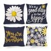 Catzon 4 Pcs Linen Throw Pillow Covers Watercolor Flower for Bed Sofa Decor 50X50cm