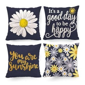 Catzon 4 Pcs Linen Throw Pillow Covers Watercolor Flower for Bed Sofa Decor 50X50cm