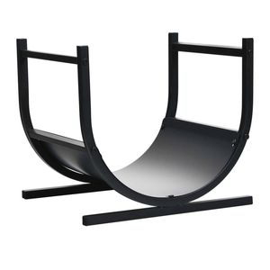 Costway U-Shape Firewood Rack Lumber Stacker Wood Log Holder Handle-Black