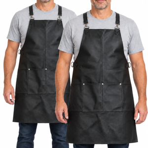 2x BUFFALO LEATHER APRON Cooking Chef Hairdresser Waterproof Durable - Black - Black | Leather | Country