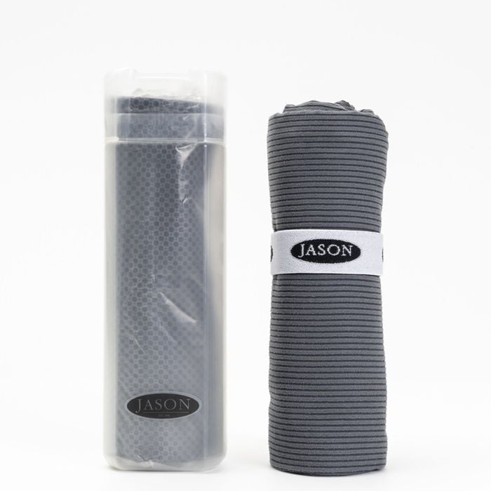2pk Jason Sports Gym Drying/cooling Towel Set W/ Tube - Charcoal