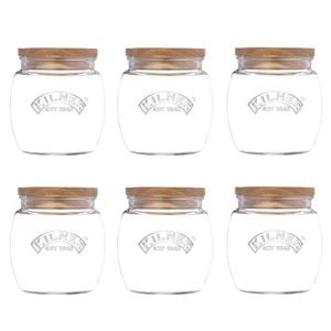 Kilner Universal Storage Jar with Acacia Lid 850ml Set of 6