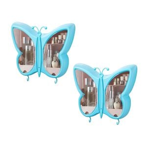 SOGA 2X Blue Butterfly Shape Wall-Mounted Makeup Organiser
