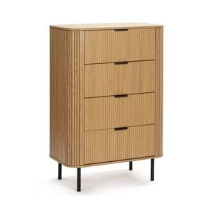Design Square Galene Chest Of 4-Drawers Tallboy Storage Cabinet Slat Oak