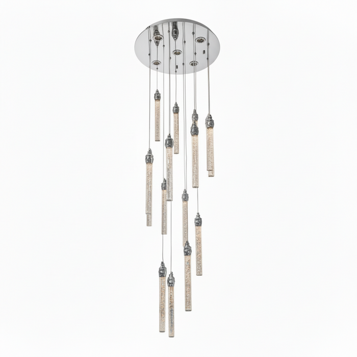 LENA 15 Stick Crystal Chandelier Tri-colour LED (Chrome)
