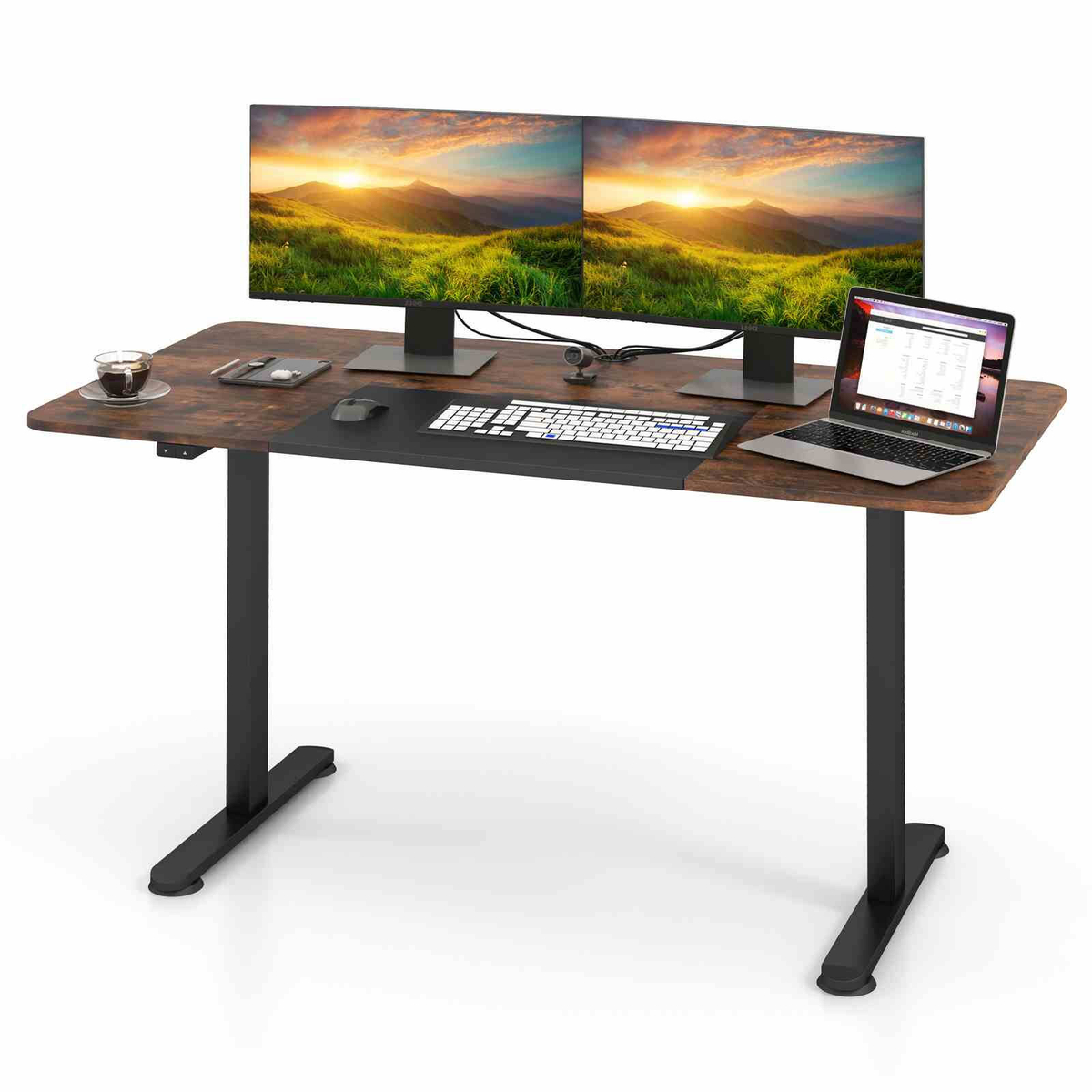 Costway 1.4 X 0.7m Electric Standing Table Motorised Computer Desk ...