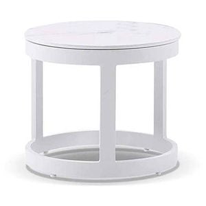 Hugo Outdoor Round Ceramic And Aluminium Side Table White