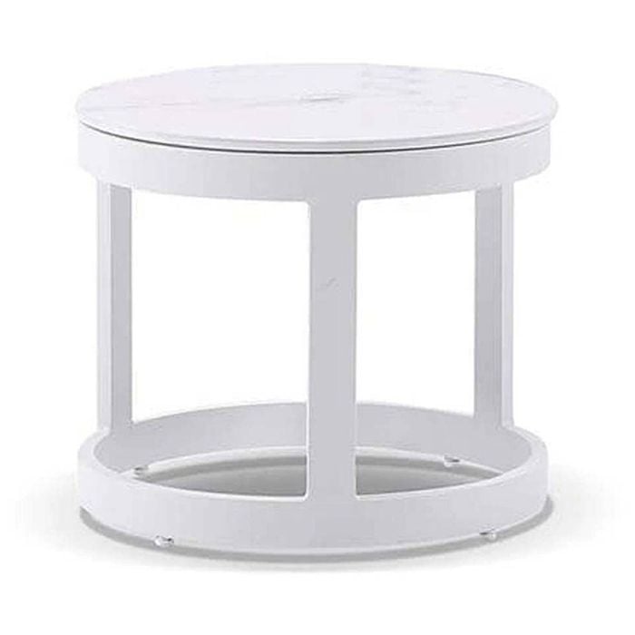 Hugo Outdoor Round Ceramic And Aluminium Side Table White