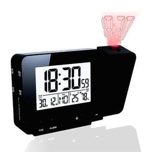 Catzon Projection Alarm Clock Dual Alarms With Snooze Function-black