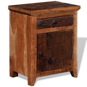 vidaXL Solid Acacia Reclaimed Wood Nightstand Brown Bedroom Bedside Table Unit