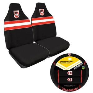 St George Dragons Official Nrl Seat Cover And Steering Wheel Cover Combo
