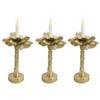 3PK LVD Resin/Metal 30cm Medium Taper/Stick Candle Holder Pandanus Palm - Gold
