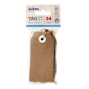 Avery Tags with String 24pk (96x48mm) (Kraft Brown)