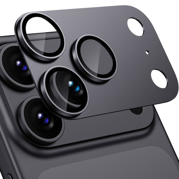 Tough On iPhone 18 Pro / 17 Pro Matte Metal Camera Lens Protector Tempered Glass Aluminium Alloy Black Titanium