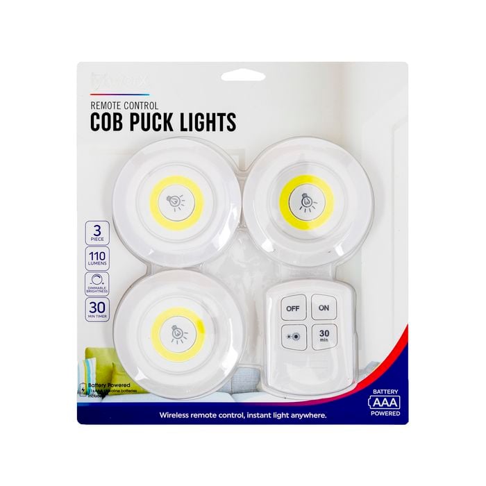 Dats Battery Operated Remote Control Puck Lights - 3 Pack