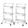 SOGA 2X 3 Tier Steel White Movable Carts with Wheels
