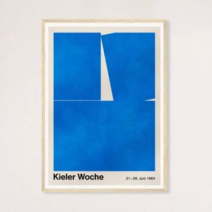 Galrie Kieler Woche 1964 Regatta Poster by Hans Hillmann - Nautical Art, Wood Frame, A3 30 x 42cm (12 x 16inch)
