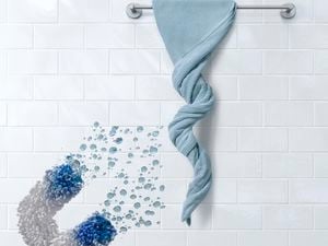 towel on a bathroom rack