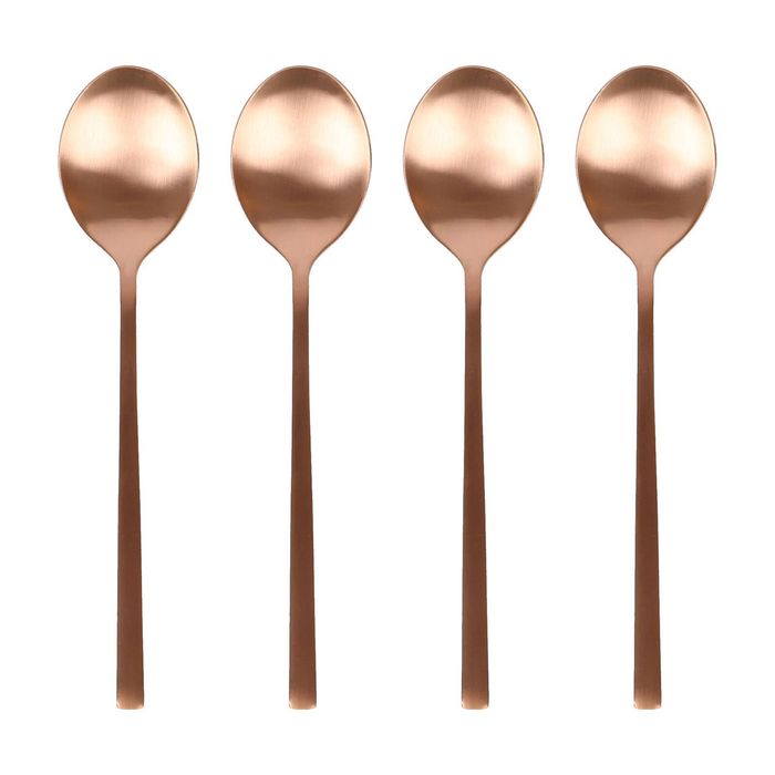 Argon Tableware Stainless Steel Dessert Spoons - 20cm - 8x Durable Rust Resistant Stainless Steel Dishwasher Safe Flatware Set