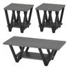 Familand 3 Piece Wooden 120cm Coffee Table Set with Small Side Table in Dark Grey