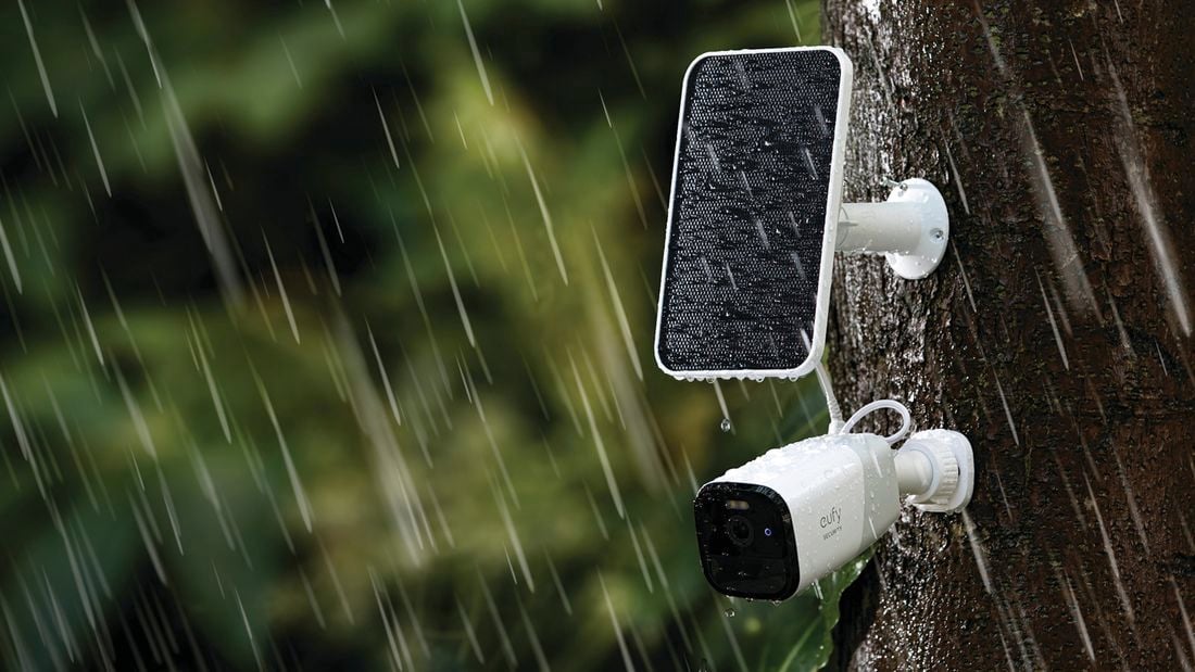 eufy security camera on a wall