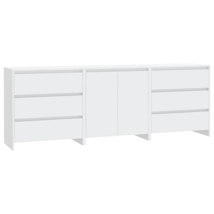 vidaXL Sideboard 3 Piece White Engineered Wood Storage Home Organiser Buffet