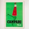 Galrie Vintage Campari Poster - Iconic Red Bottle with Green Legs for Retro Home Decor, Wood Frame, 70 x 100cm (28 x 40inch)
