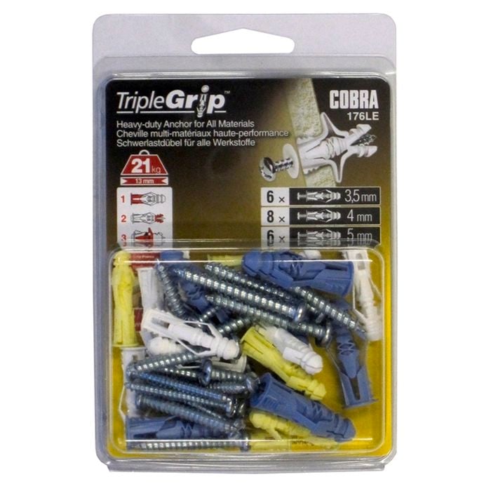 Cobra Triple Grip Assorted Anchors  - 20 Pack