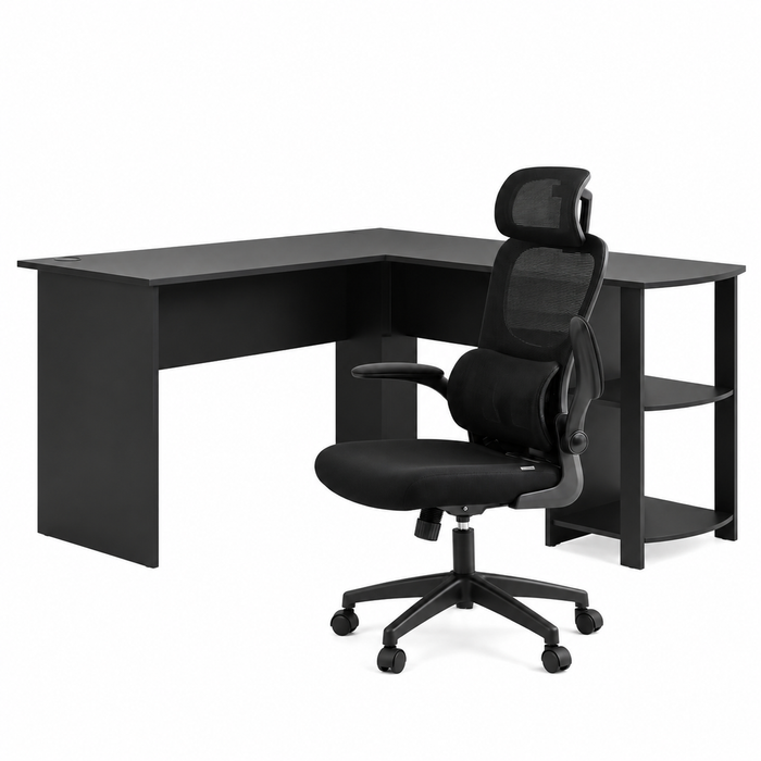 Artiss Office Desk and Chair Set L Shaped Computer Desk 136cm Ergonomic Mesh Office Chair