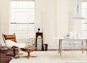A warm themed living room space