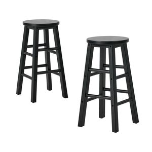 Oikiture 2x Bar Stool Counter Dining Chair Round Black