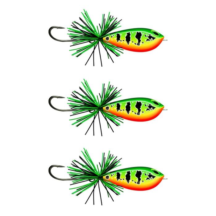 3x Rapala 4.5cm BX Skitter Frog Topwater Fishing Lures - Hot Peacock Bass